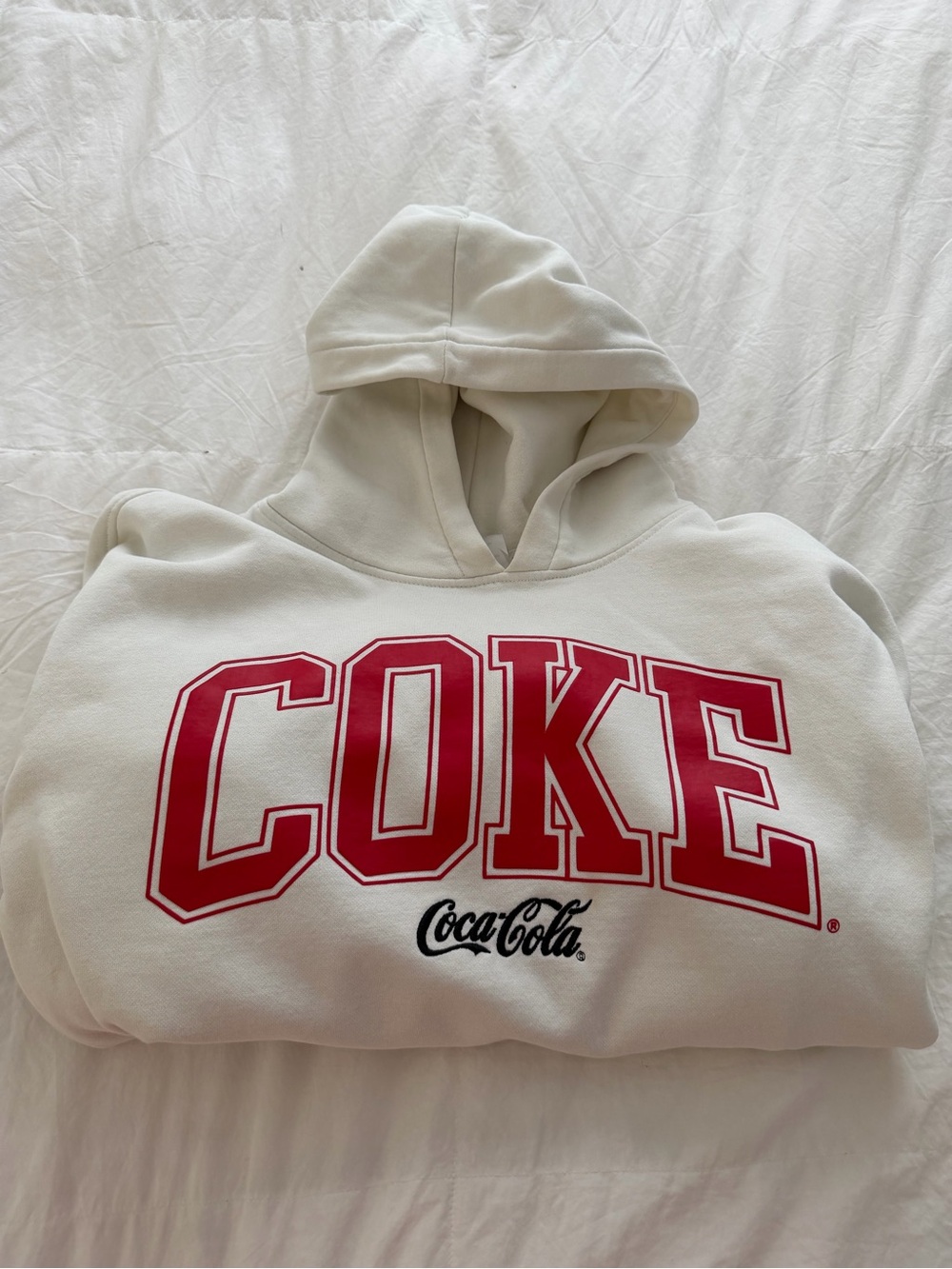 Coca-Cola white Hoodie with Bold Red Logo
